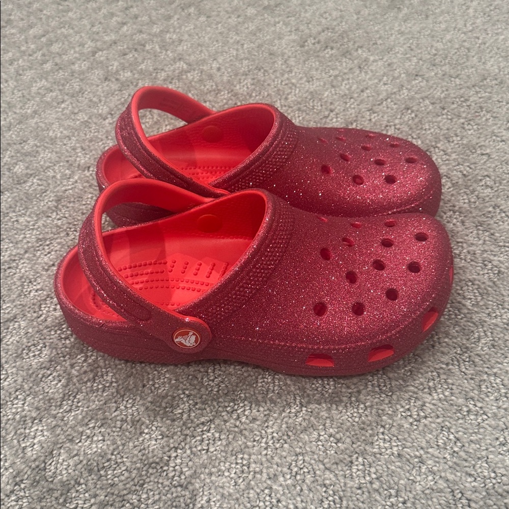 CROCS Kids Sparkly Red Clogs - Picture 3 of 5